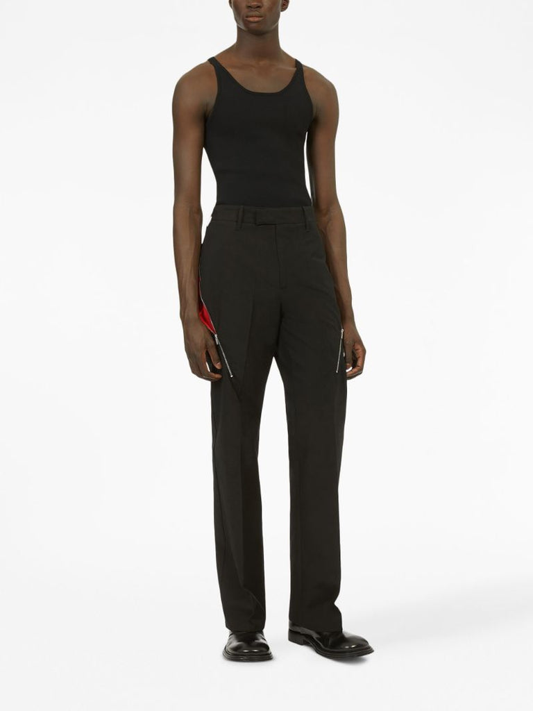 Black Zip-detailed Tailored Trousers
