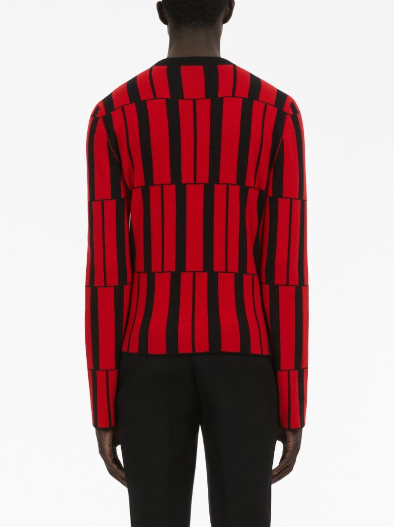 Red Geometric Cashmere Sweater