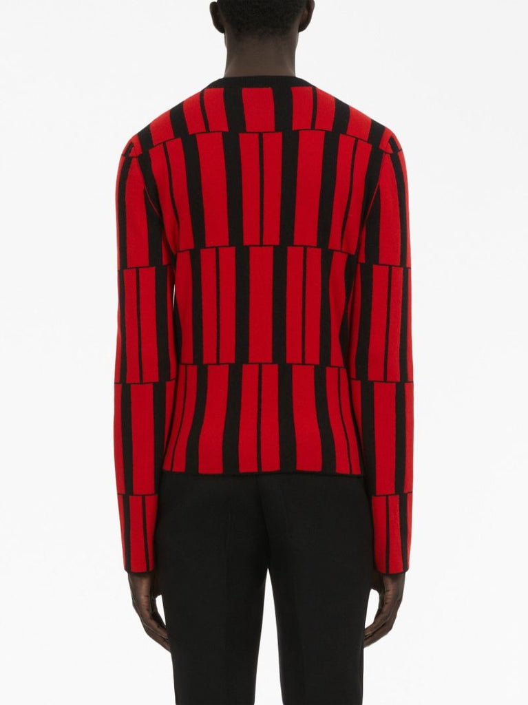 Red Geometric Cashmere Sweater