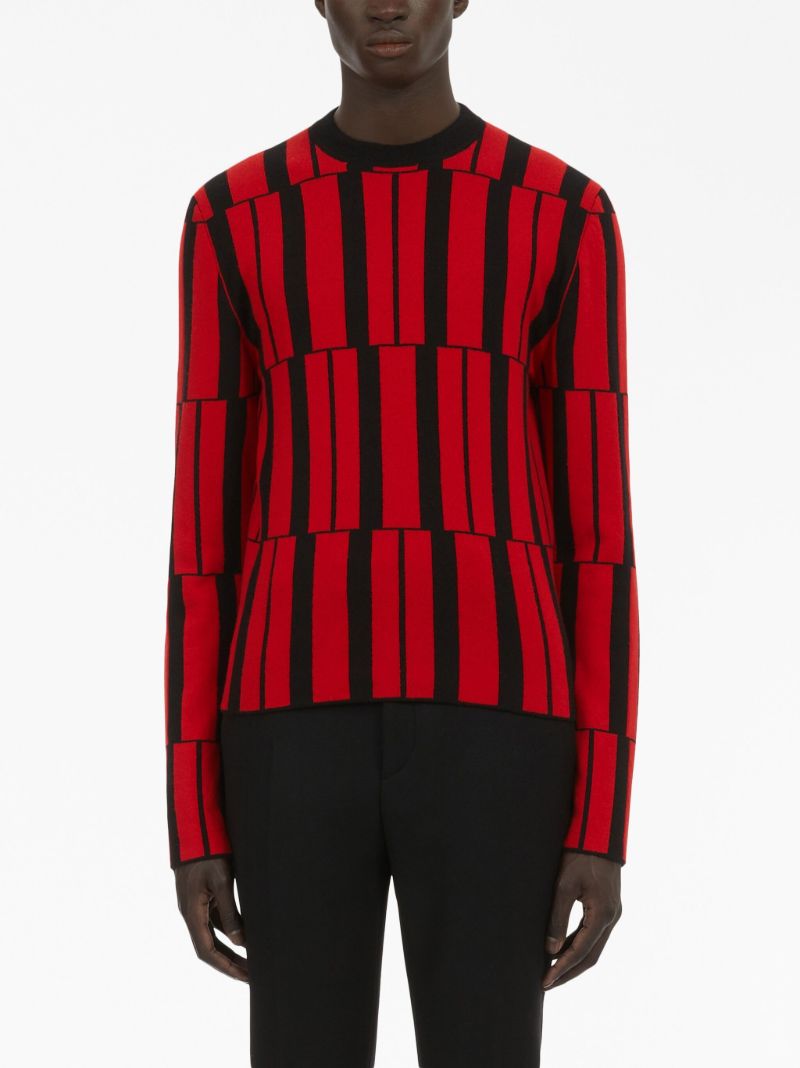 Red Geometric Cashmere Sweater