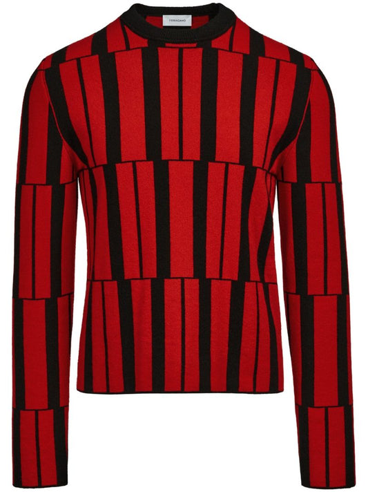 Red Geometric Cashmere Sweater