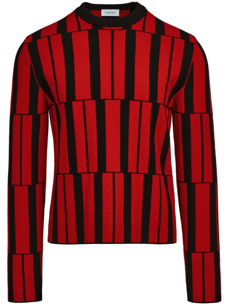 Red Geometric Cashmere Sweater