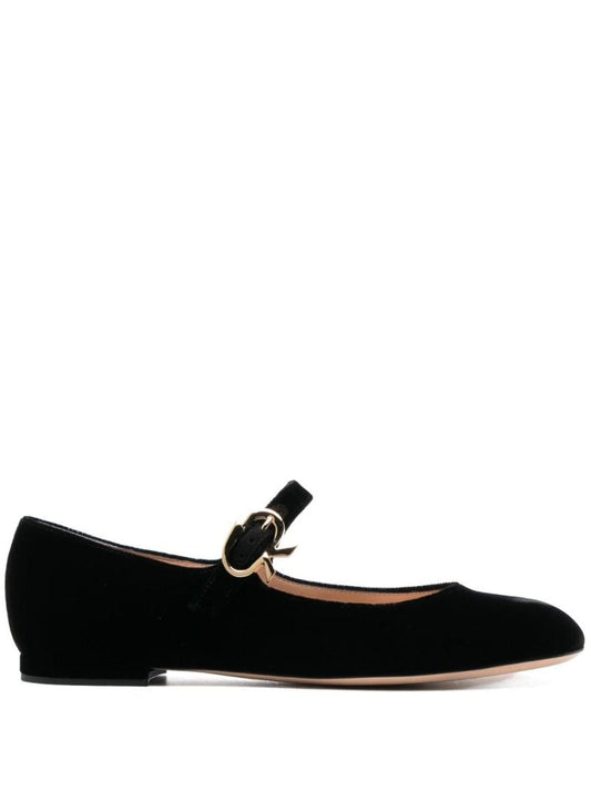 Black Mary Velvet Ballerina Shoes