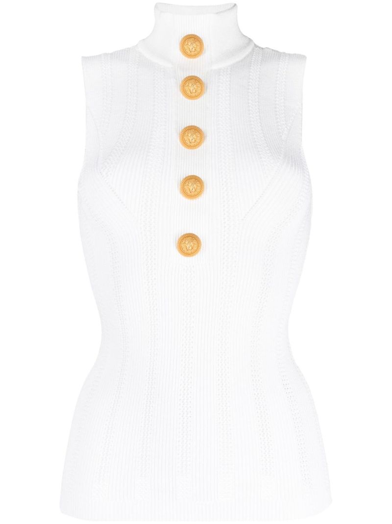 White Ribbed-knit Top