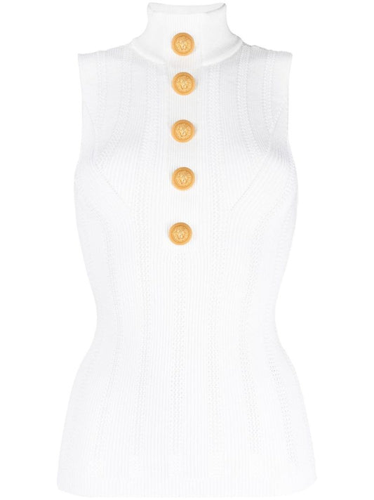 White Ribbed-knit Top