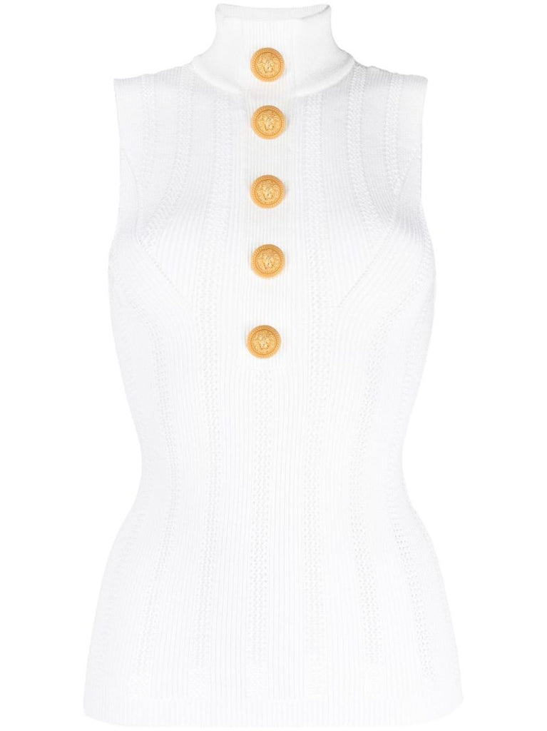 White Ribbed-knit Top