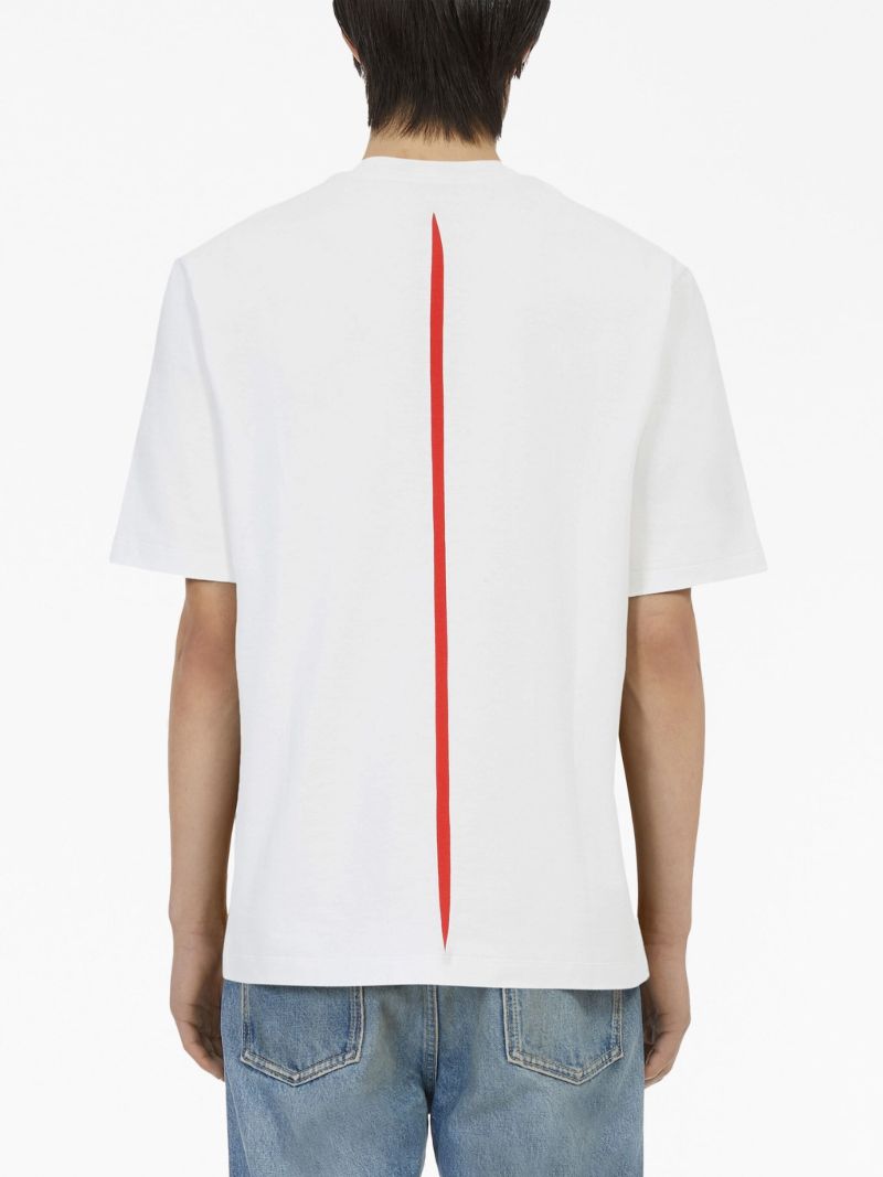 White Stripe-print Cotton T-shirt