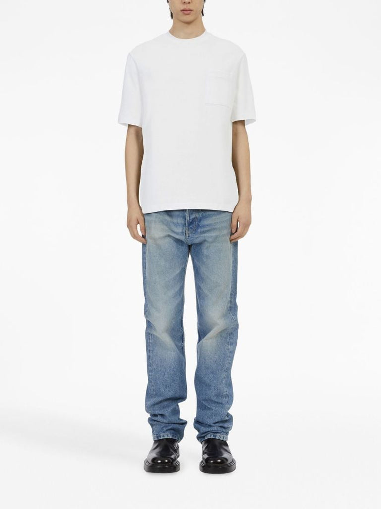 White Stripe-print Cotton T-shirt