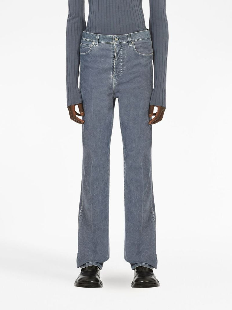 Grey Logo-patch Straight-leg Trousers