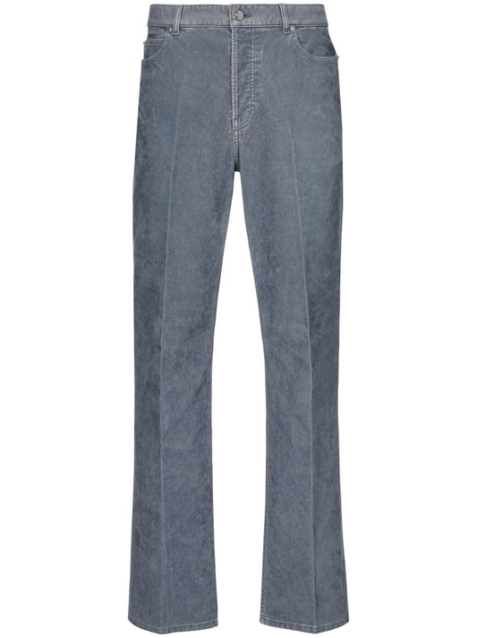Grey Logo-patch Straight-leg Trousers