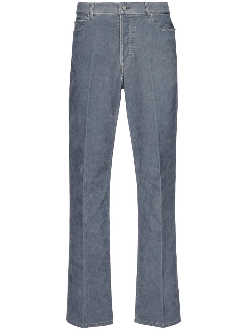 Grey Logo-patch Straight-leg Trousers