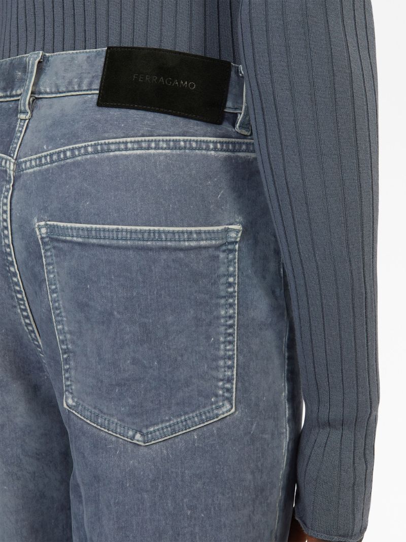 Grey Logo-patch Straight-leg Trousers