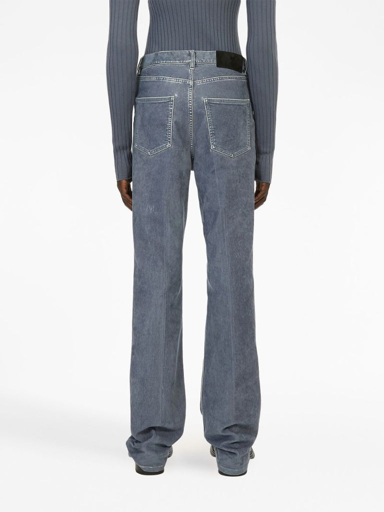 Grey Logo-patch Straight-leg Trousers
