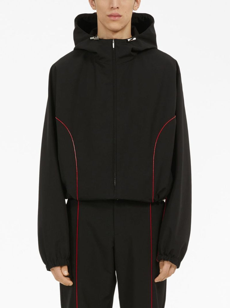 Black Zip-front Hooded Jacket