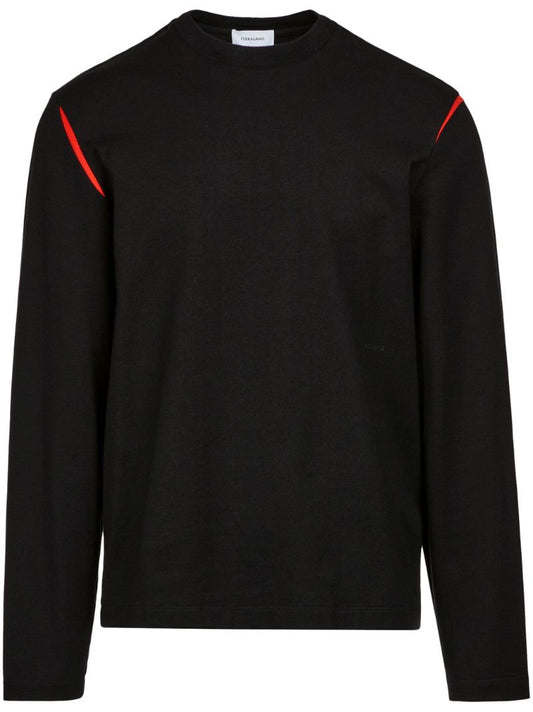 Black Cut-out Cotton Long-sleeve T-shirt