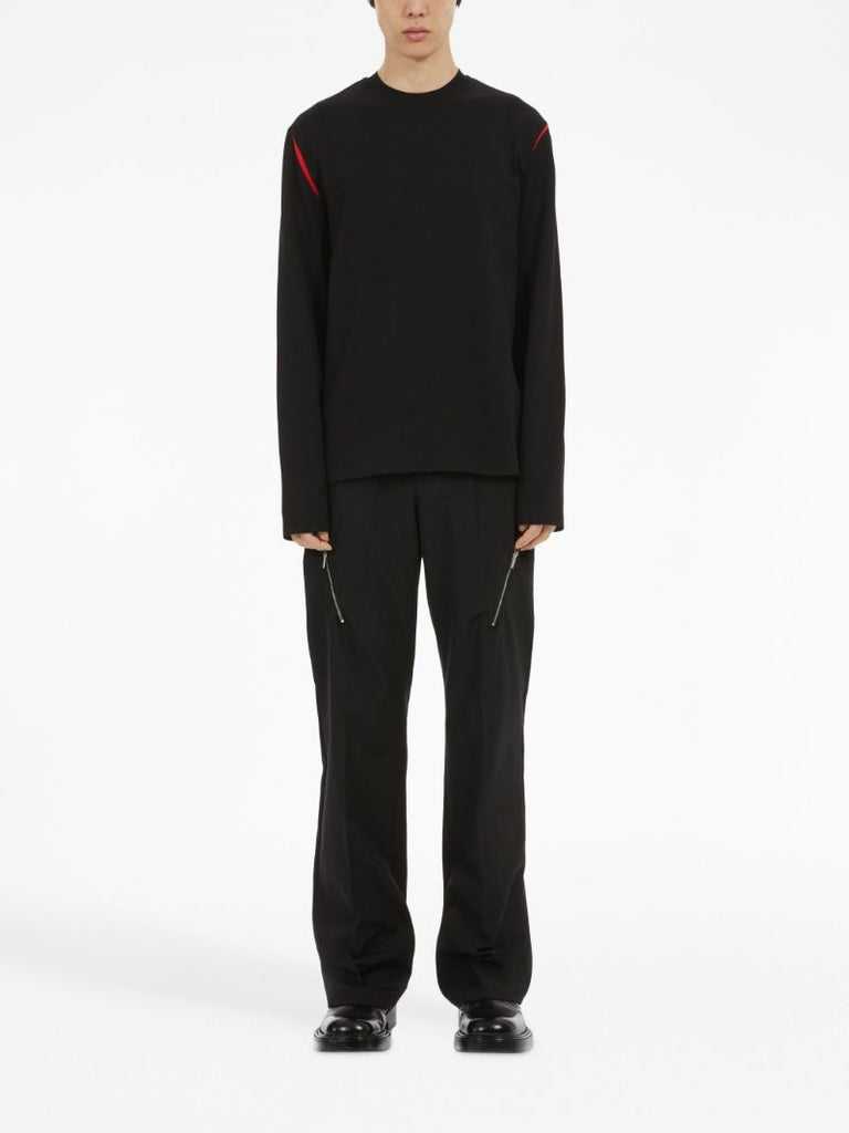 Black Cut-out Cotton Long-sleeve T-shirt