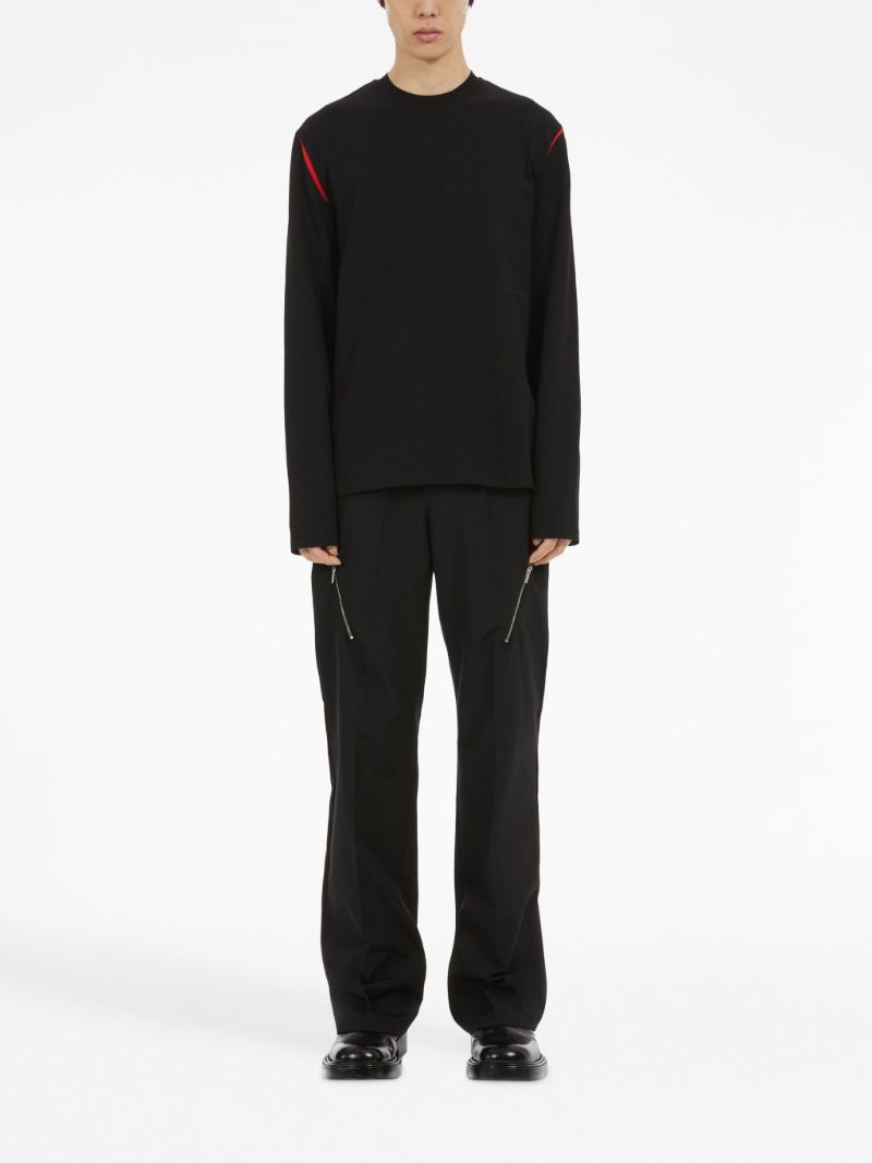 Black Cut-out Cotton Long-sleeve T-shirt