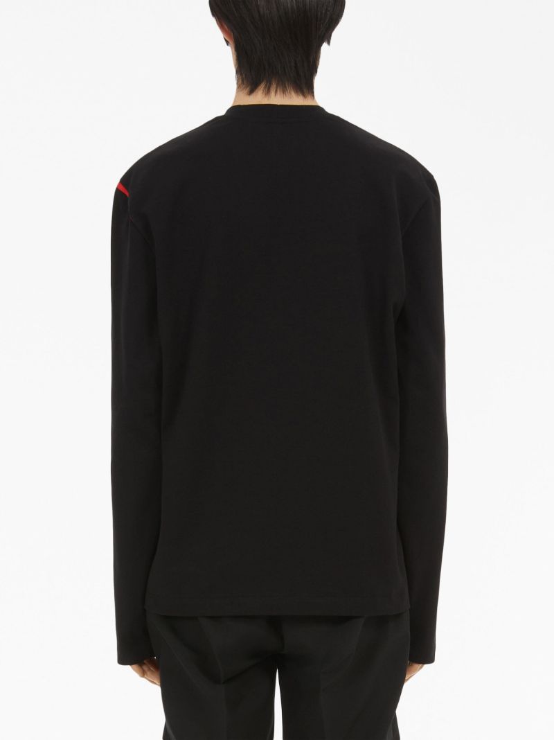 Black Cut-out Cotton Long-sleeve T-shirt