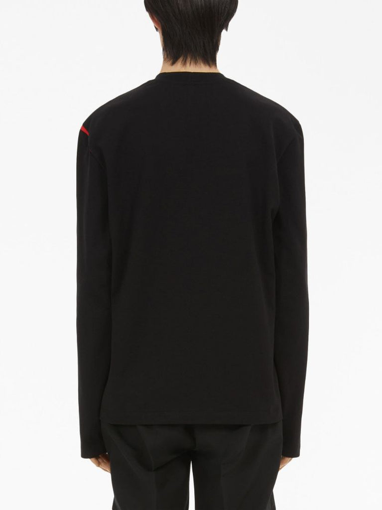 Black Cut-out Cotton Long-sleeve T-shirt