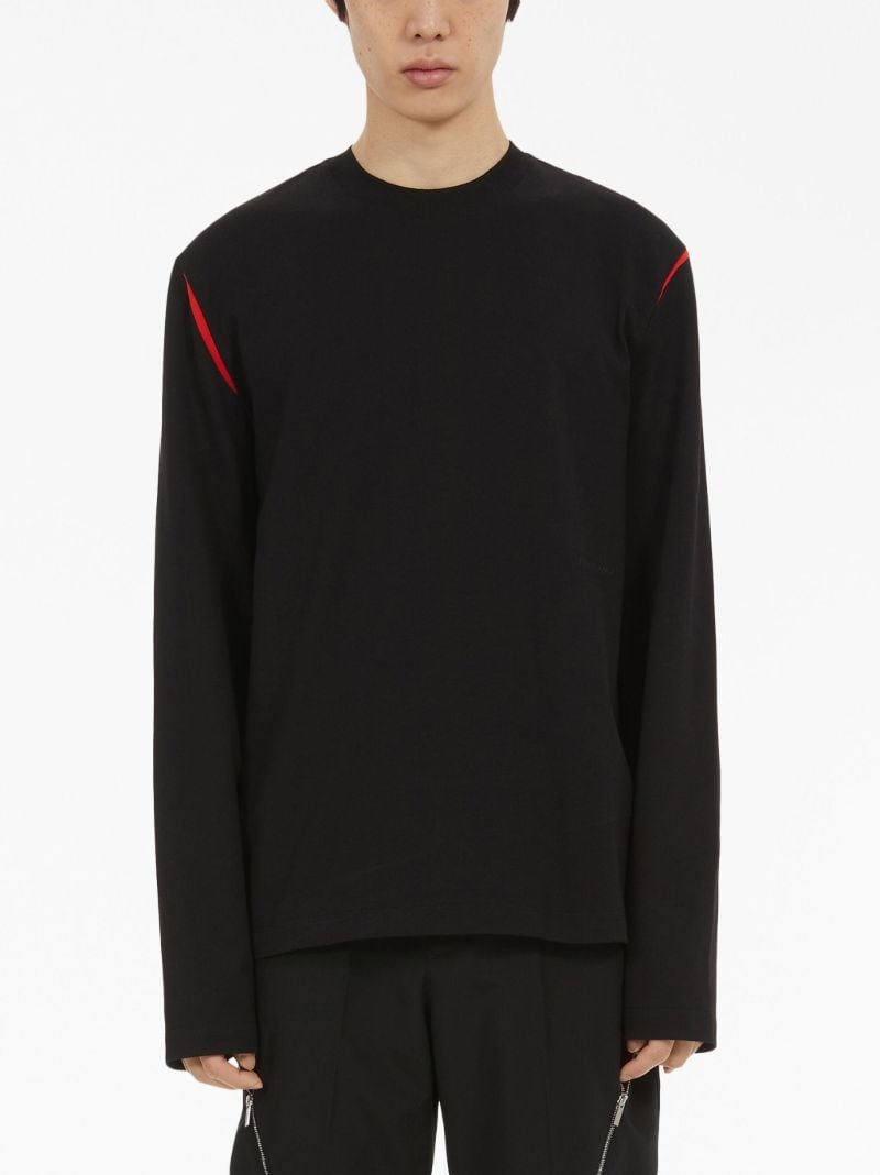 Black Cut-out Cotton Long-sleeve T-shirt