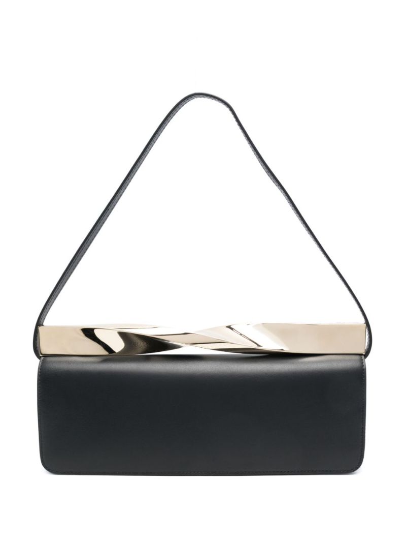 Black Twist Leather Shoulder Bag