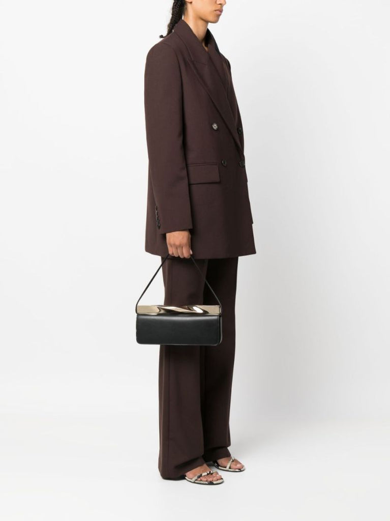 Black Twist Leather Shoulder Bag