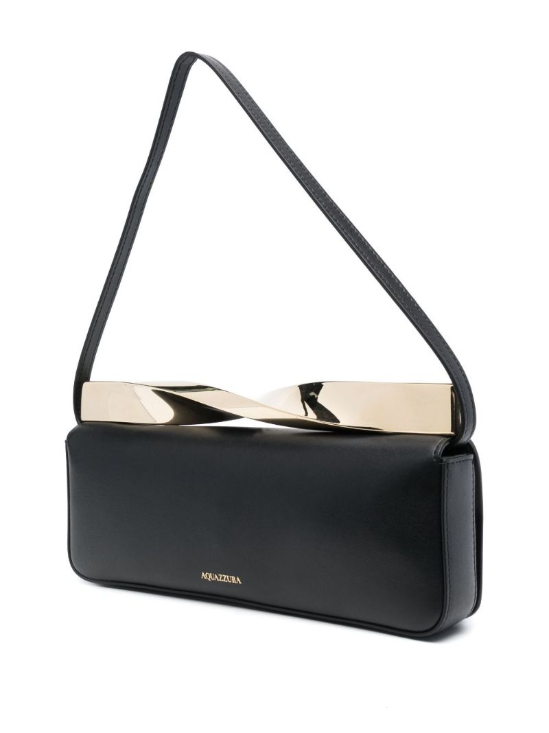 Black Twist Leather Shoulder Bag