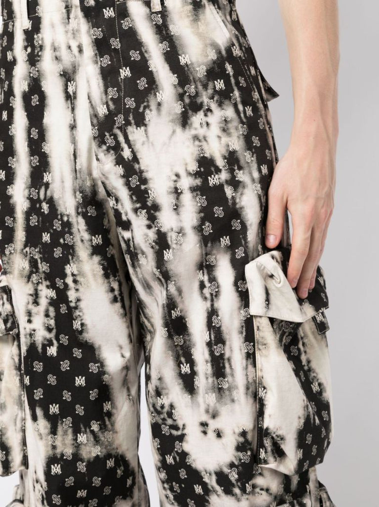 White Monogram Tie-dye Cargo Trousers