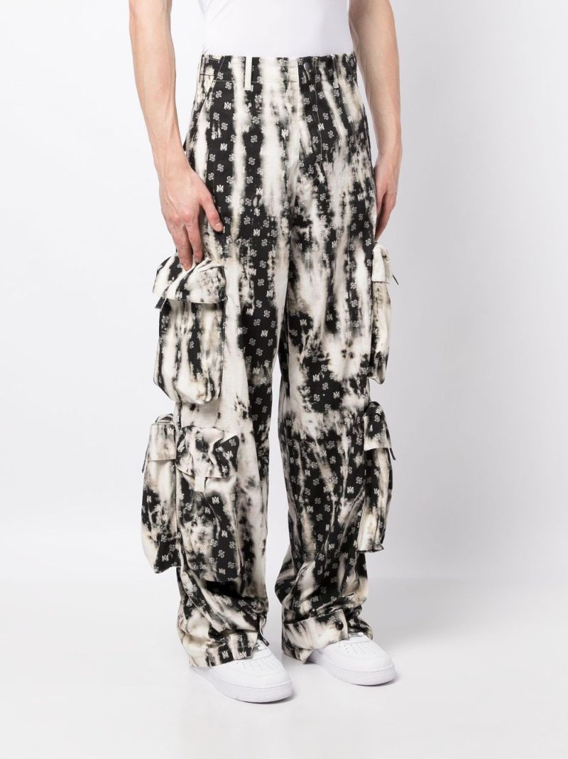 White Monogram Tie-dye Cargo Trousers