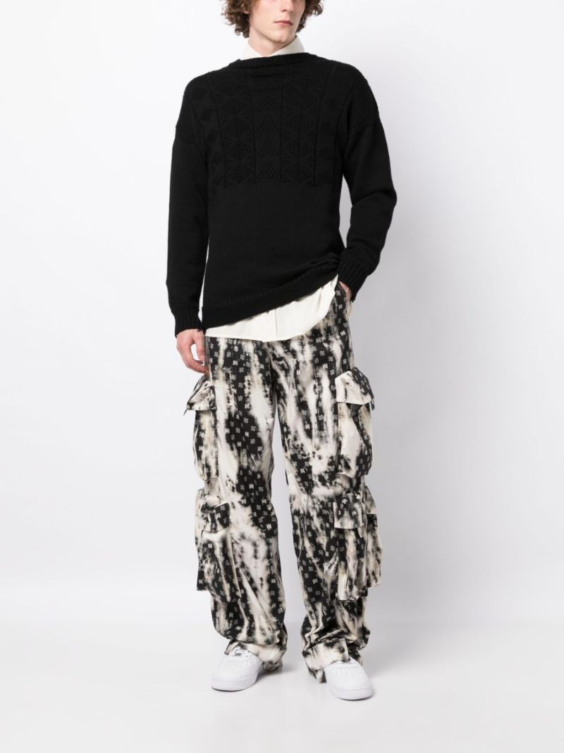 White Monogram Tie-dye Cargo Trousers