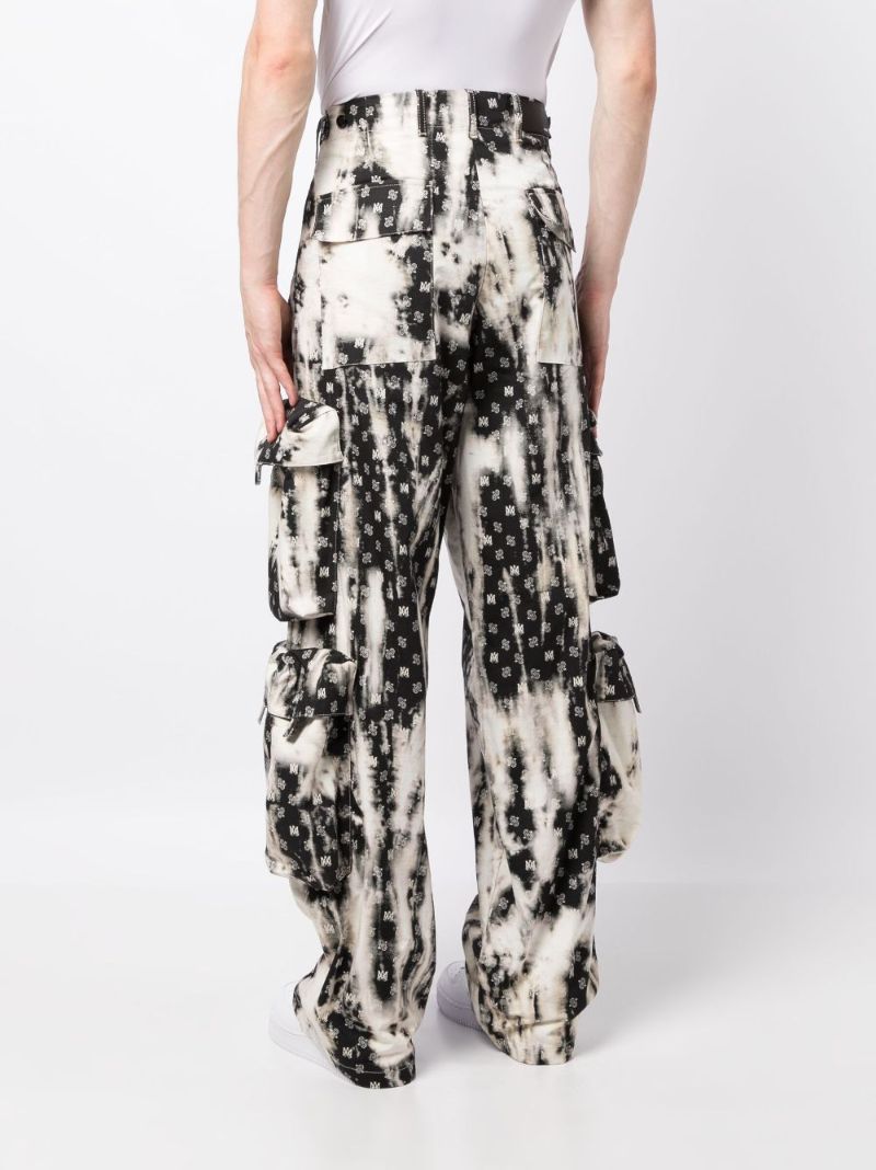 White Monogram Tie-dye Cargo Trousers