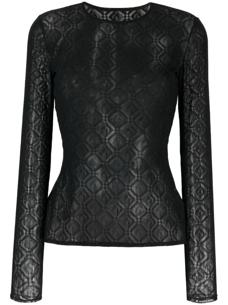 Black Monogram Mesh Top