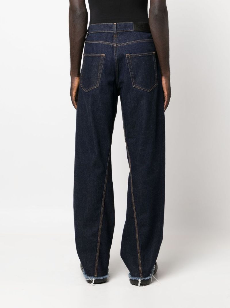 Blue Twisted Wide-leg Jeans
