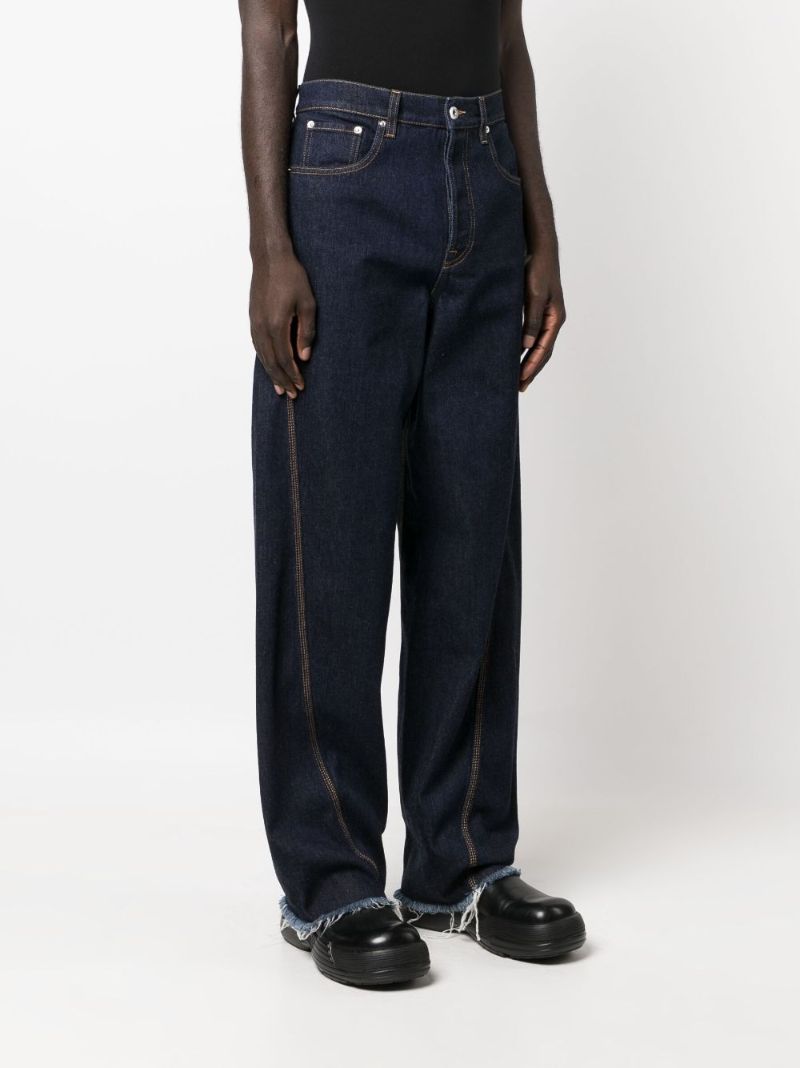 Blue Twisted Wide-leg Jeans