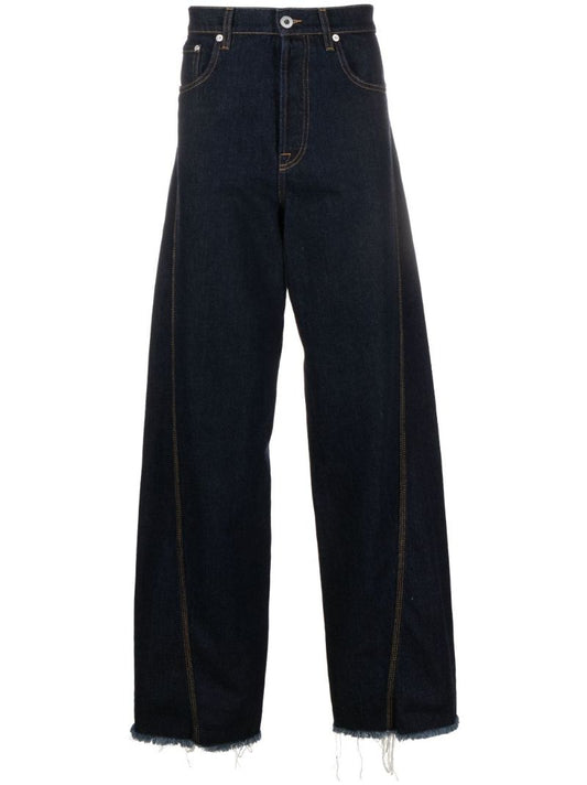 Blue Twisted Wide-leg Jeans