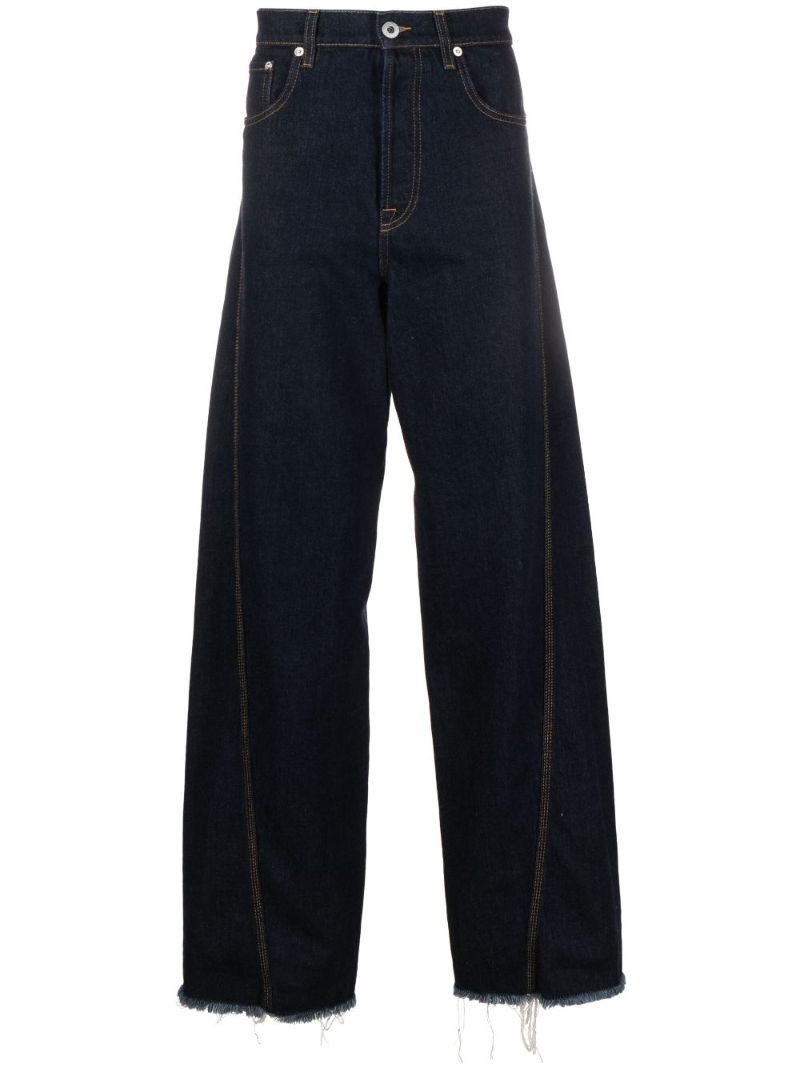 Blue Twisted Wide-leg Jeans