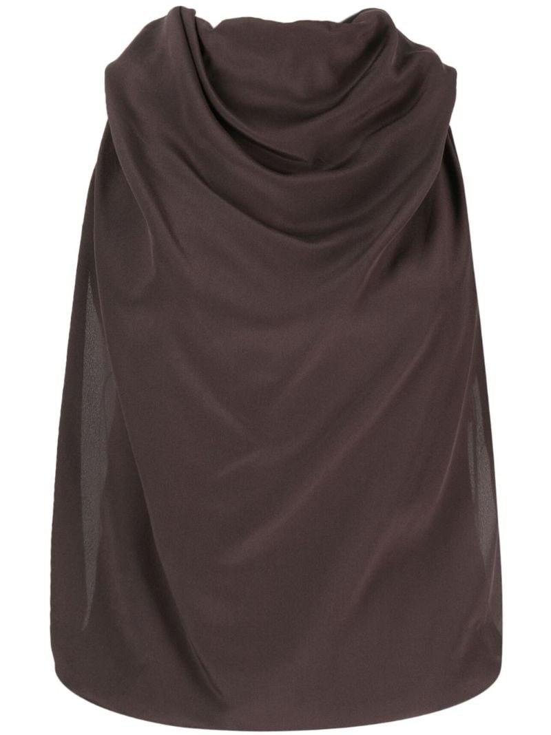 Brown Silk Draped Blouse