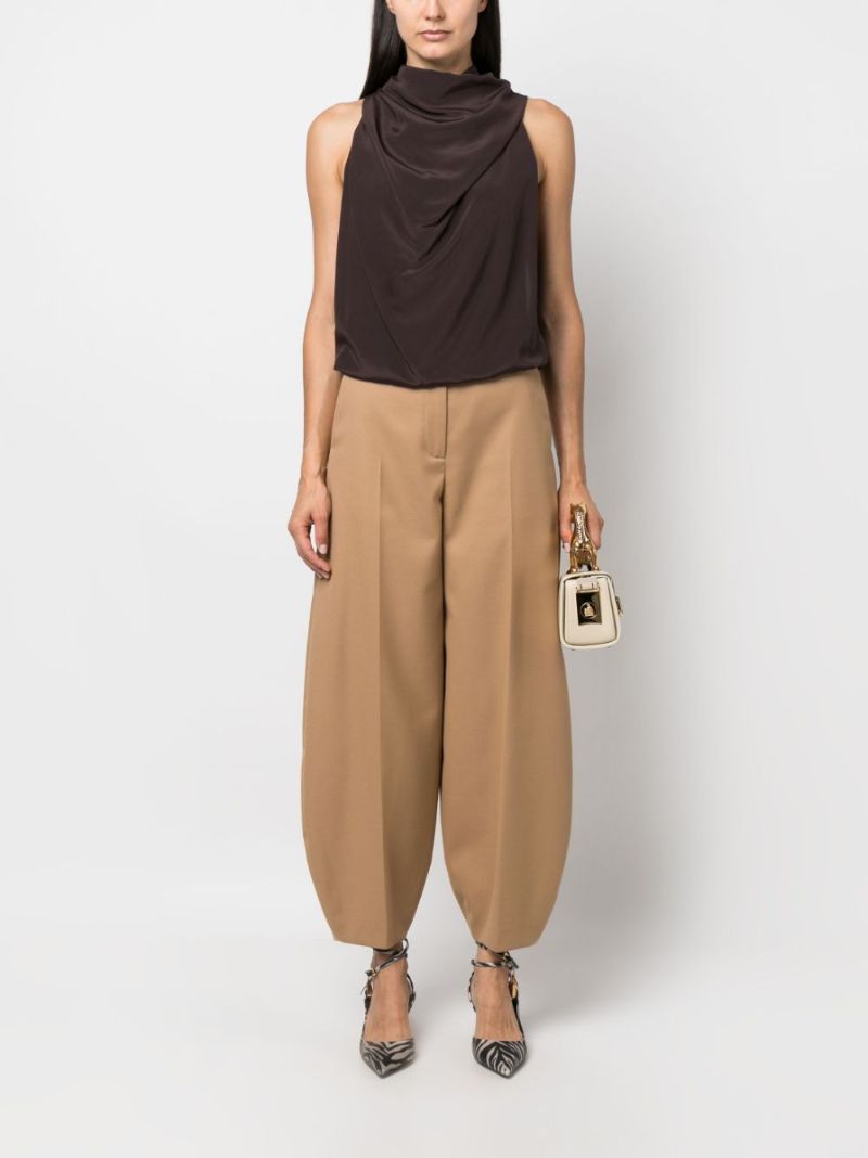Brown Silk Draped Blouse
