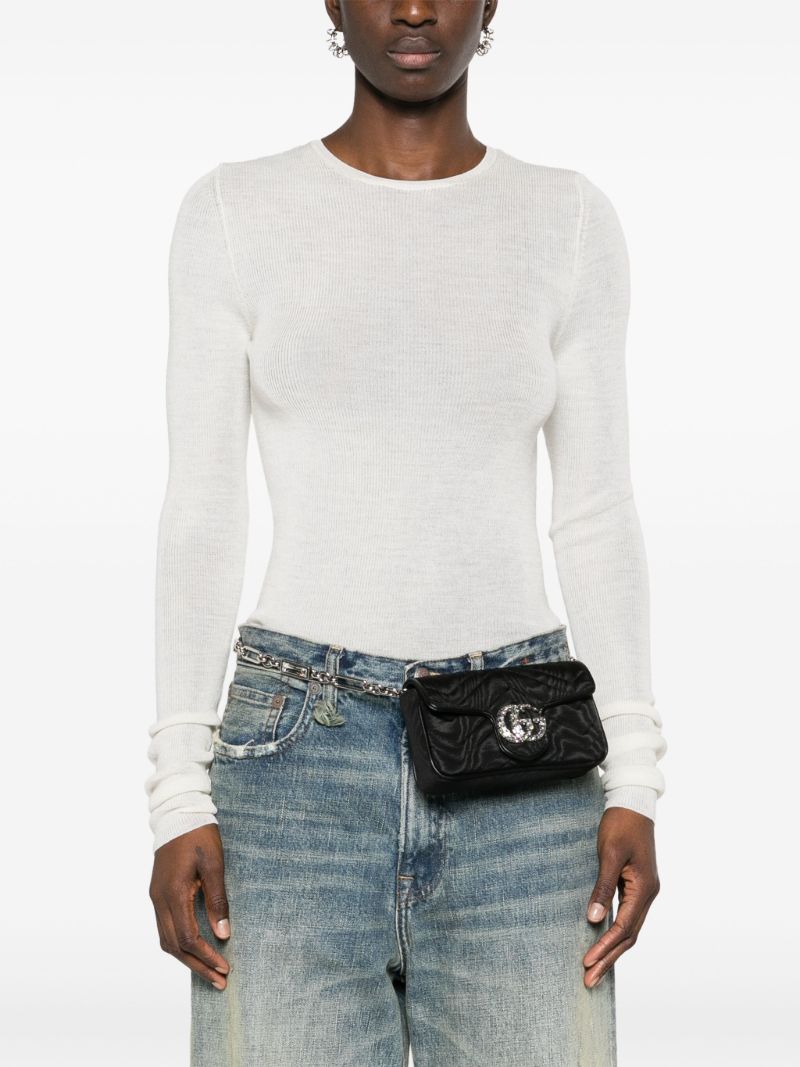 Black Gg Marmont Crystal-embellished Shoulder Bag