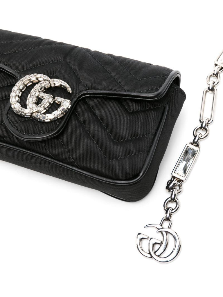 Black Gg Marmont Crystal-embellished Shoulder Bag