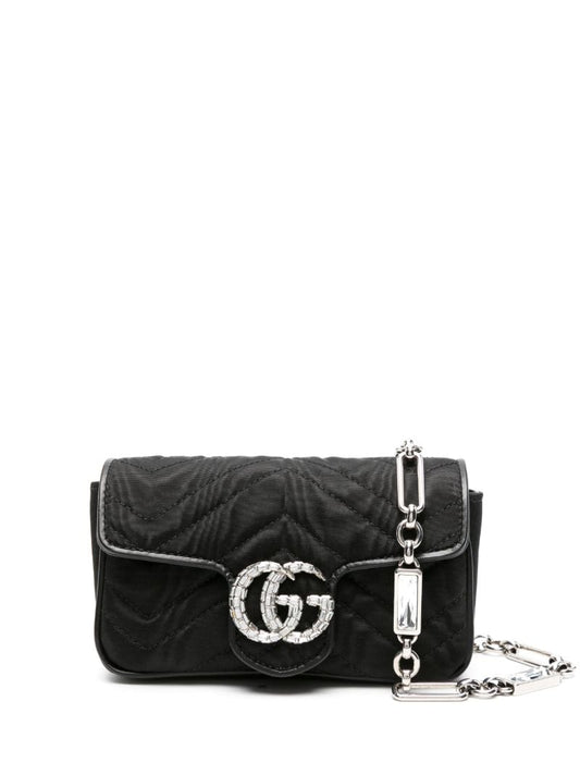 Black Gg Marmont Crystal-embellished Shoulder Bag