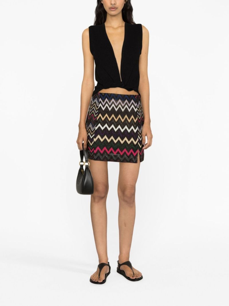 Black Zigzag Crochet Knit Skirt