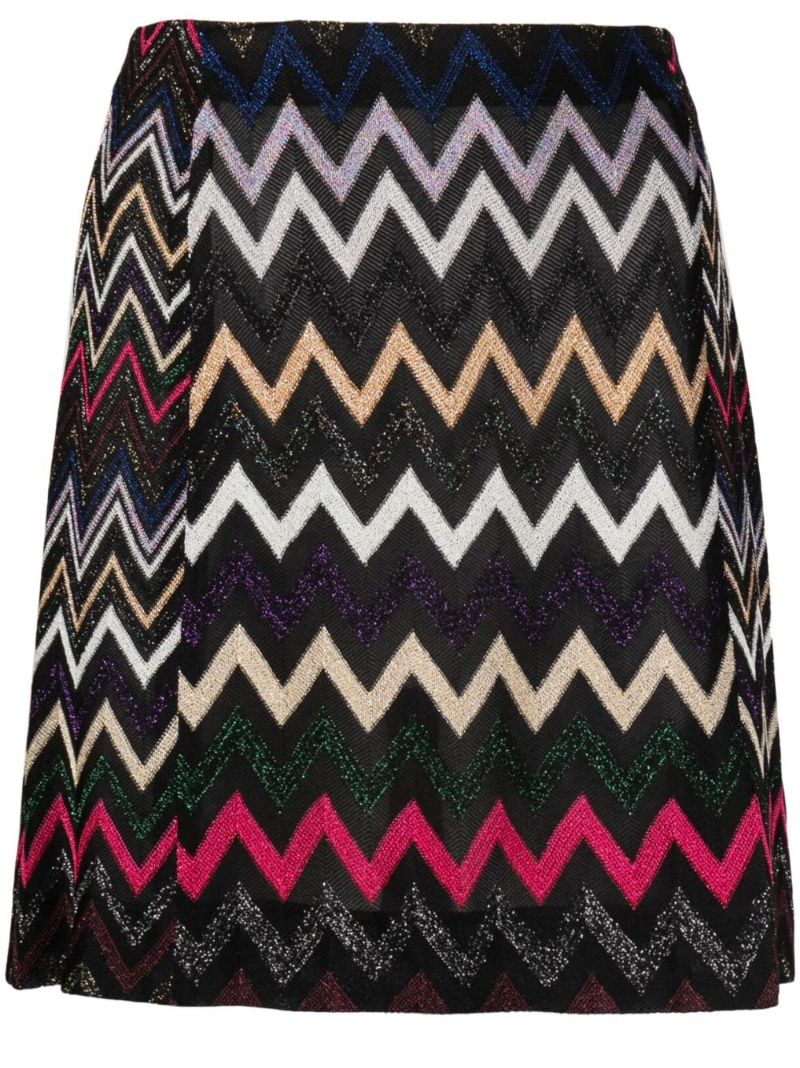 Black Zigzag Crochet Knit Skirt