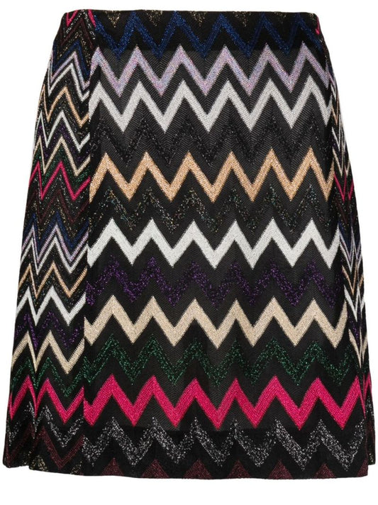 Black Zigzag Crochet Knit Skirt