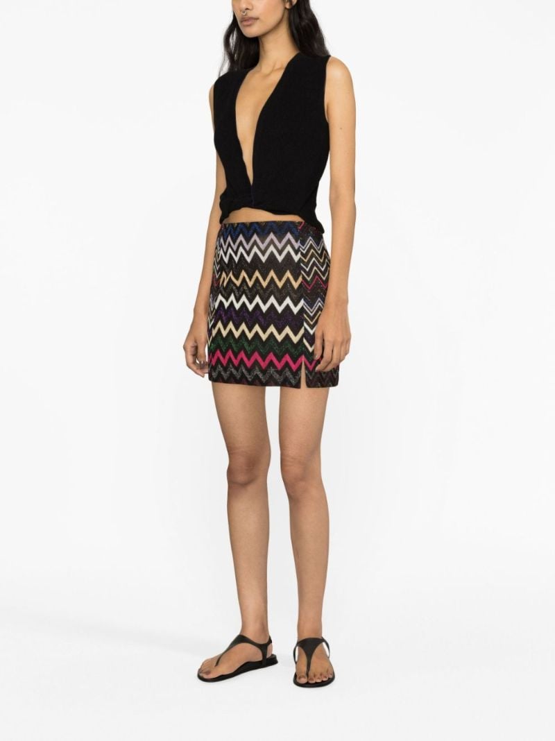 Black Zigzag Crochet Knit Skirt