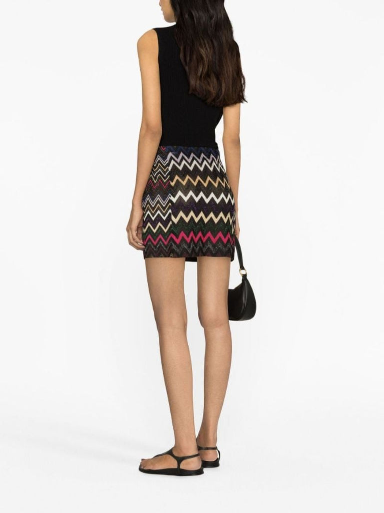 Black Zigzag Crochet Knit Skirt