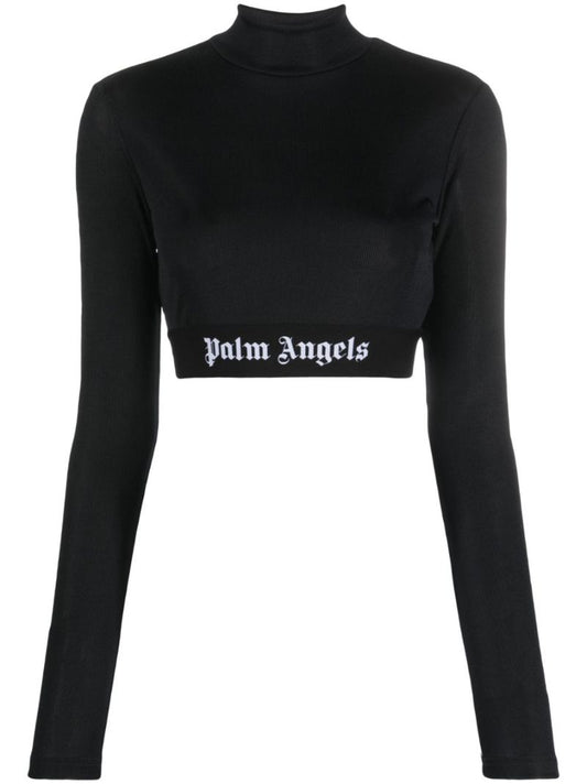 Black Logo Underband Crop Top