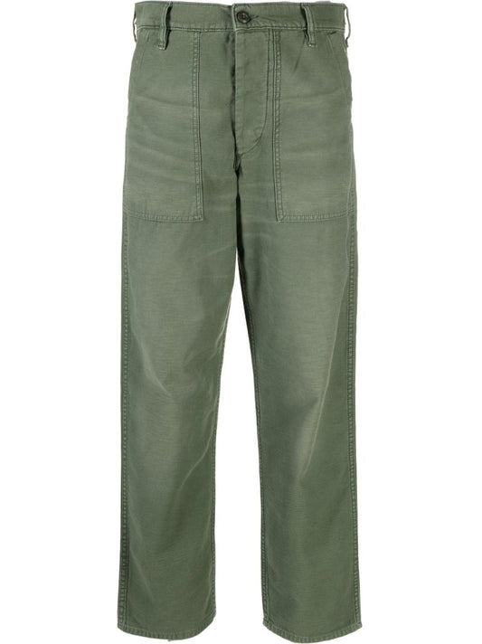 Green Straight-leg Cotton Trousers