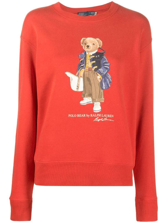 Red Polo Bear Cotton Sweatshirt