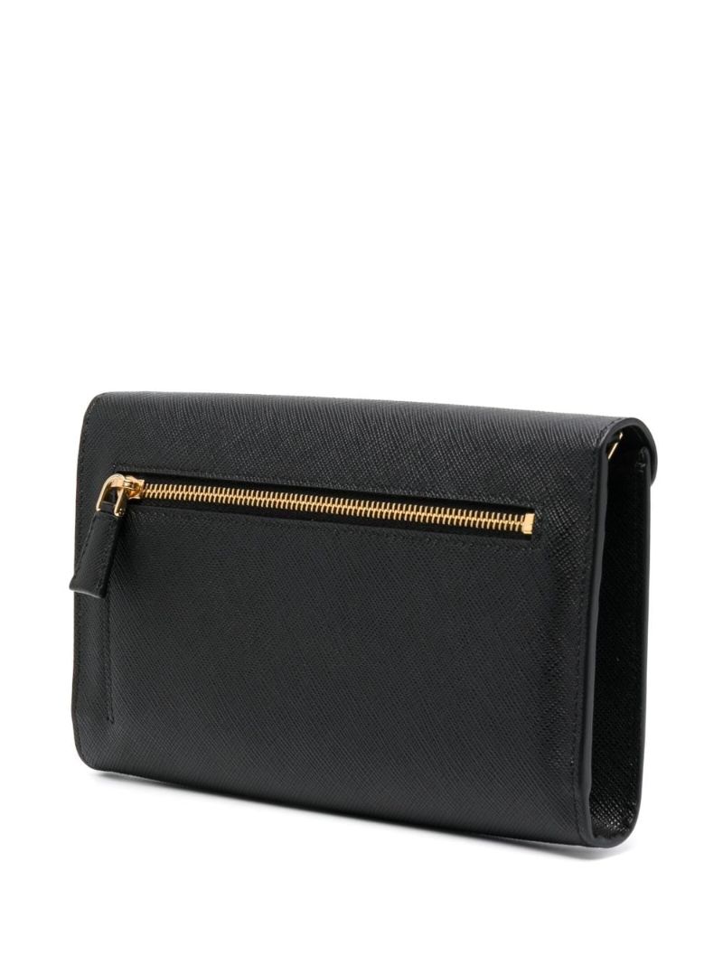 Black Saffiano Leather Envelope Shoulder Bag